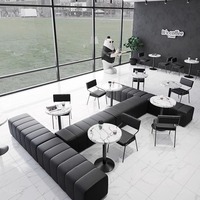 Café-restaurant canapé stand Table à manger Table commerciale et chaise combinaison Table de négociation lait thé boutique lumière banc de luxe
