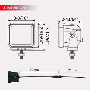 New Arrival 3inch xe máy làm việc ánh sáng 12V <span class=keywords><strong>24V</strong></span> 3100lumens Led Vuông kín chùm off road ánh sáng cho xe tải Pickup - Product Image 5