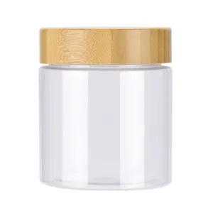 Wholesale ready ship food packaging 250ml cream container wide mouth clear pet 8oz plastic jar with lid
