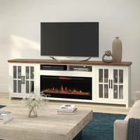Meuble de salon multifonctionnel en bois avec foyer et meuble TV pour téléviseurs jusqu'à 100 pouces, finition bicolore – Offre Spéciale