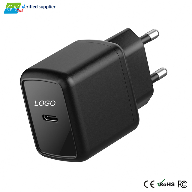 GaN 30W USB-C PD Wall Charger EU Plug Laptop MacBook iPad Fast Charging Travel Adapter LED Light Eco-Friendly ROHS Certified