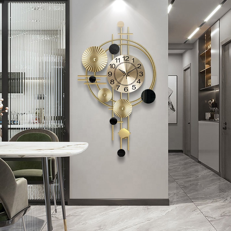 MCDFL-Grande horloge murale décorative, décoration de la maison, murale 3D, ornements d'art en métal, esthétique de chambre, bricolage, grands chifes pour les heures, intérieur  15