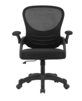 Chaise de bureau ergonomique à dossier mi-haut en maille, réglable en hauteur, pivotante, avec accoudoirs relevables et soutien lombaire
