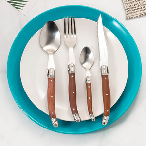 Luxury 4-Piece Stainless Steel Cutlery Set Western Tableware <b>Steak</b> <b>Knife</b> Fork Spoon Wood Handle Stocked Western Tableware <b>Steak</b> - Product Image 1