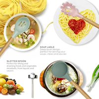 Ensemble de 12 ustensiles de cuisine en silicone de style nordique avec manche en bois, sans BPA, résistant à la chaleur, antiadhésif, kit d'outils de cuisine pour la maison