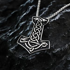 Collar con Colgante de Lobo Celta y Ancla de Acero Inoxidable para Hombre, Estilo Nórdico, Joyería de Regalo - Product Image 2
