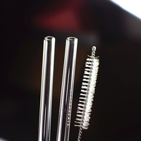 Ensemble d'accessoires de bar d'hôtel personnalisés et économiques, comprenant des pailles en verre PC écologiques de 8 mm de diamètre et 20 cm de longueur, pour la maison et la cuisine