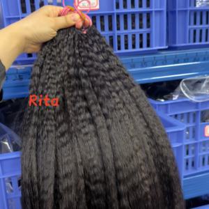 Extensioni per trecce all'uncinetto <span class=keywords><strong>Rita</strong></span> Factory con piume ricce, extension per capelli umani con anello a uncinetto, bundle di capelli grezzi, forniture per capelli ricci lisci - Product Image 2