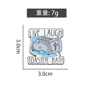 Sming Pins Live Laugh Toaster baño esmalte Pin divertido Humor oscuro creativo Metal broche solapa mochila insignia joyería regalo amigos - Product Image 6