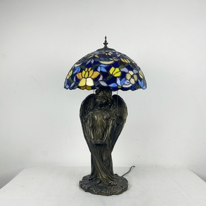 LongHuiJing European Birds Antique Stained Glass Table Lamp Simple Eco-Friendly AC 16 Inch Wide LED Desk Lamp - Product Image 4