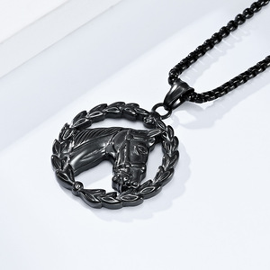 Collar con Colgante de Cabeza de Caballo de Acero Inoxidable, Diseño de Zodiaco Animal, Joyería de Moda Unisex - Product Image 3