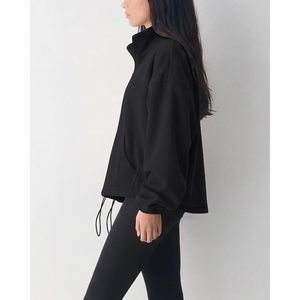 Sudadera de forro polar oversize con media cremallera y bolsillo canguro para mujer FOXA, con cordón ajustable, transpirable y suave, ideal para otoño. - Product Image 3