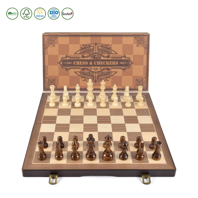 Custom Magnetic Wooden Chess and Checkers Game Set Chess Board Games for Kids Adults From Top Manufacturer