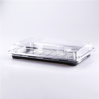 Boîte à sushi carrée jetable en PET, épaisseur 1 mm, taille personnalisée, emballage alimentaire japonais, conception de logo, modèle SAMMA-1109 pour la vente en gros