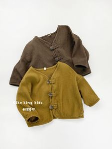 Nouveau style décontracté pour adolescentes : Cardigan sans col en coton et lin, doux, anti-plis et respirant pour le printemps - Product Image 3