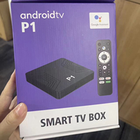 Boîtier TV Android 15 P1 ATV d'usine d'origine, économique, OEM, double bande WIFI+BT, télécommande vocale, Quad Core, décodeur 4K