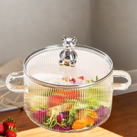 Casseroles en verre borosilicate de haute qualité, ustensiles de cuisine, avec couvercle en verre ondulé, marmites à soupe et à bouillon avec double poignée