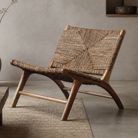 Fauteuil de salon bas en bois massif Wabi-sabi, personnalisable, style moderne et minimaliste, pour salon