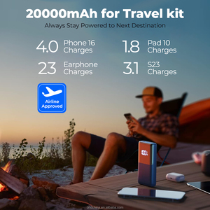 เครื่องชาร์จแบบพกพาหน้าจอดิจิตอล20000mAh 45W ชาร์จเร็วแบตเตอรี่สำรองพร้อมไฟ LED ชาร์จได้สำหรับการเดินทาง - Product Image 2