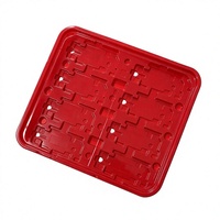 Plateau de transport thermoformé en PET rouge opaque, multi-compartiments, pour le stockage de composants électroniques, taille et épaisseur personnalisées