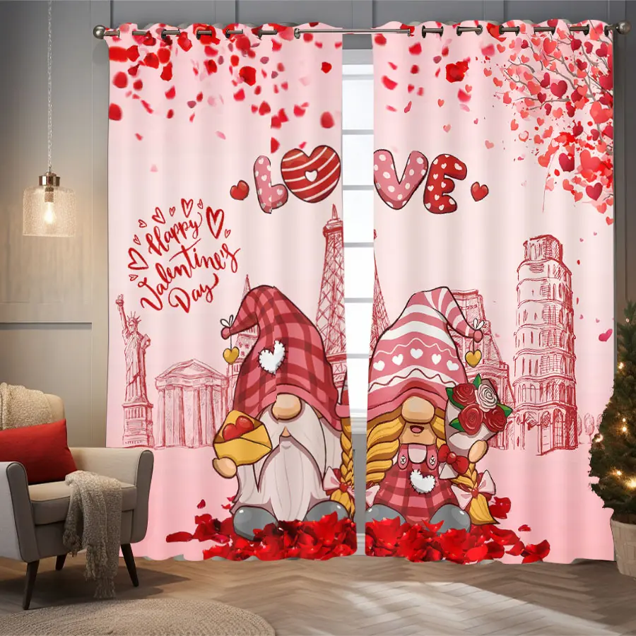 Christmas decoration curtains digital printing Santa Claus snowman pattern elegant room curtains blackout