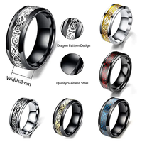 Bagues de doigt minimaliste en acier inoxydable de 8mm à motif de Dragon pour femmes et hommes, nouvelle tendance