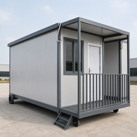 Maison conteneur portable et détachable Wellcamp, cabine mobile à panneaux sandwich avec roues