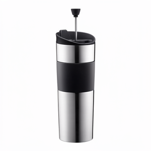 <span class=keywords><strong>BODUM</strong></span> Tasse de voyage isotherme en acier inoxydable pour café et thé, 0,45 litre (15 onces), noire, à pression manuelle, compatible lave-vaisselle - Product Image 1