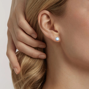 Stainless Steel <b>Opal</b> Stud <b>Earrings</b> Set | Multi-Color Iridescent Stones with 0.8MM Rod | Hypoallergenic Waterproof & Non-Fading - Product Image 6