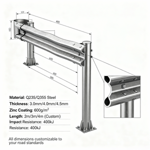 अनुकूलन योग्य राजमार्ग सुरक्षा w-बीम सिस्टम-हॉट डुबकी गैल्वेनाइज्ड नालीज्ड नालीदार क्रैश बैरियर - Product Image 3