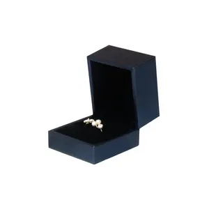 Classic Luxury Wholesale Blue Pu Leather Jewelry Packaging Box Custom Logo Jewelry Ring Boxes With High Quality Velvet
