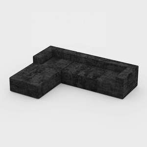Sofás Modulares de Terciopelo Gris con Esponja Comprimida, Embalaje al Vacío, Sofá sin Estructura en Caja - Product Image 2