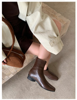 Nouvelle Tendance 2026 : Bottines Femme à Bout Carré en Cuir Microfibre, Coupe Ajustée, Talon Bloc Bas, Fermeture Éclair Arrière – Fabrication OEM ODM