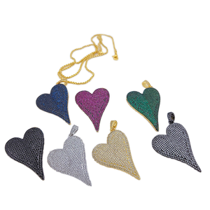 CZ8505ใหญ่18K ทอง CZ ไมโครปูเครื่องประดับ Supplies18k ทอง CZ ปูจัมโบ้ยาวเฉียงรักจี้เสน่ห์หัวใจ - Product Image 1