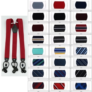 Mens Silk <strong>Fabric</strong> Suspenders Brown Leather Button Tab and Clip <strong>Braces</strong> Heavy Duty Suspender Wedding Suspenders for Groom Groomsmen - Product Image 5