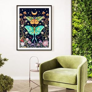 SONGWOO Kits de Arte de Diamantes Personalizados: Mariposas Celestiales Místicas con Flores Silvestres y Hongos, <span class=keywords><strong>Pintura</strong></span> de Diamantes de Taladro Completo - Product Image 1