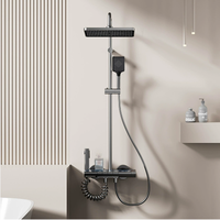 Ensemble de pommeau de douche pressurisé à affichage numérique poli Jet de pluie doux bouton de piano multifonctionnel résistant à l'usure pour les ménages