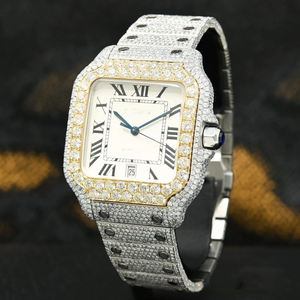 Super Shiny Premium VVS Iced Out Handset White Moissanite Diamond Bezel orologio personalizzato per uomo e donna - Product Image 6