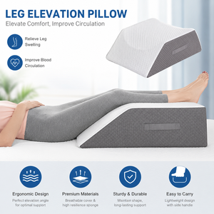Coussin de positionnement pour membres inférieurs en polyester et coton avec mousse à mémoire de forme pour personnes âgées et femmes enceintes - Oreiller de soutien pour pieds et genoux - Product Image 3