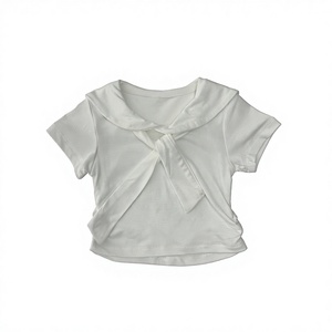 Maglietta per Bambina <span class=keywords><strong>con</strong></span> Collo Tondo e Maniche Corte, Stampa Cartoon, Stile Preppy, in Cotone Ecologico e Spandex, <span class=keywords><strong>con</strong></span> Fiocco per Bambini - Product Image 3