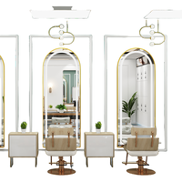 Fournisseur d'usine, mobilier de salon de coiffure professionnel, station de coiffure, miroir de salon mural avec éclairage LED intelligent