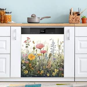 Couvre-portes décoratifs pour lave-vaisselle-23 "L X <span class=keywords><strong>26</strong></span>" H "Fleurs Aimant pour lave-vaisselle pour lave-linge Décalcomanie pour panneau de réfrigérateur - Product Image 1