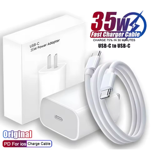 Cargador Rápido PD de 35W en Oferta con Adaptador de Pared USB Tipo C, Fuente de Alimentación con Cable C a C, Cargador de Pared US/EU/UK - Product Image 1