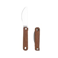 Ensemble de couverts de camping en titane pur ultra-léger, style moderne minimaliste, couteau, fourchette et cuillère pliables avec manches en bois de noyer pour l'extérieur