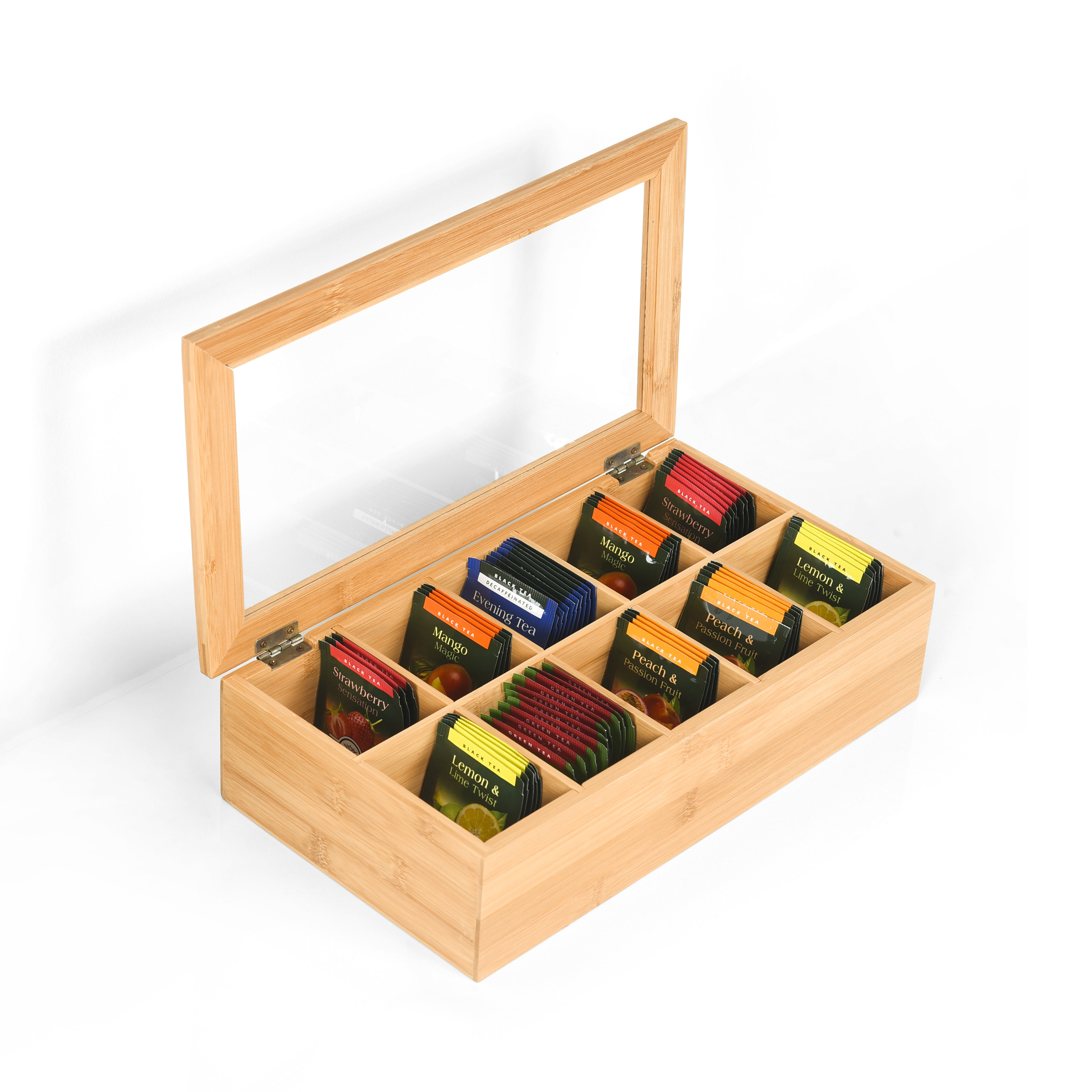 Boîte à thé naturelle - 10 compartiments
