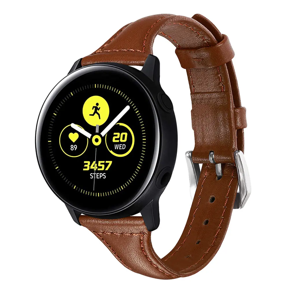 COOLYEP Genuine Leather Watch Band for Samsung Galaxy Watch Amazfit GTS 20mm 22mm Slim Leather Watch Strap