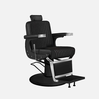 Fauteuil de Barbier Moderne Inclinable en Cuir Vert avec Fonction Massage pour Salon