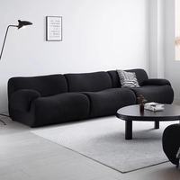 Sofá Cama Modular Convertible de Terciopelo Negro Estilo Nórdico Italiano Moderno, Patas de Acero Inoxidable, Diseño Ecológico