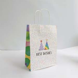 Bolsas de Papel Kraft de Regalo de 16*22*8cm con Mensaje de Mejores Deseos, Bolsas de Papel para Compras con Logotipo, Bolsa de Regalo para Fiesta de Cumpleaños, Boda - Product Image 3