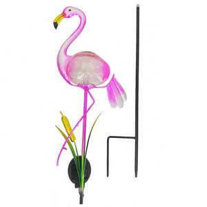 Solar Flamingo Garden Light With Cracked Glass <b>Ball</b> <b>Led</b> Water Resistant Outdoor Stake Lamp - Product Image 5